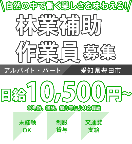 自然の中で働く楽しさを味わえる！林業補助作業員募集